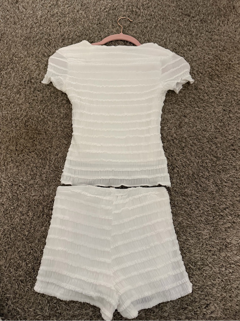 T.J.Maxx White Ruffled Short Set - Picture 2 of 2